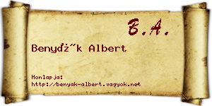 Benyák Albert névjegykártya