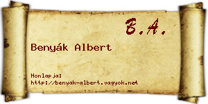 Benyák Albert névjegykártya